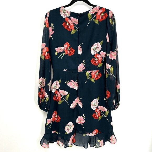 LULUS In Full Bloom Navy Blue Floral Print Long Sleeve Mini Dress Size Small - Picture 6 of 11
